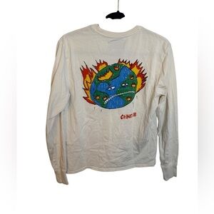 CHNGE Beige Long Sleeve Earth Flames Organic Cotton Tee